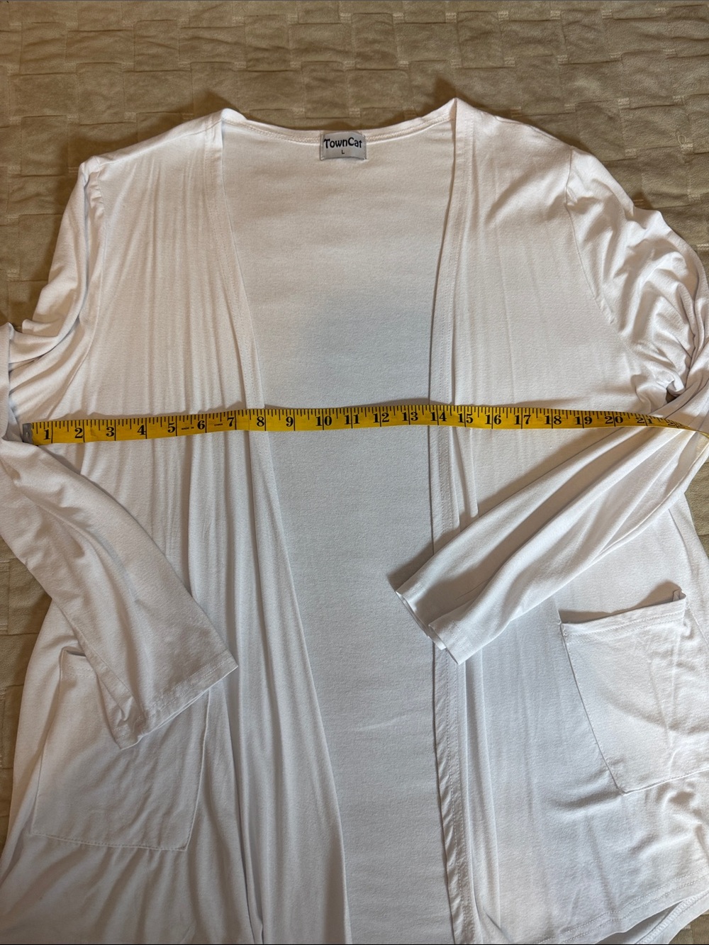 TownCat Lightweight White Open-Front Robe Cardigan - Picture 4 of 8